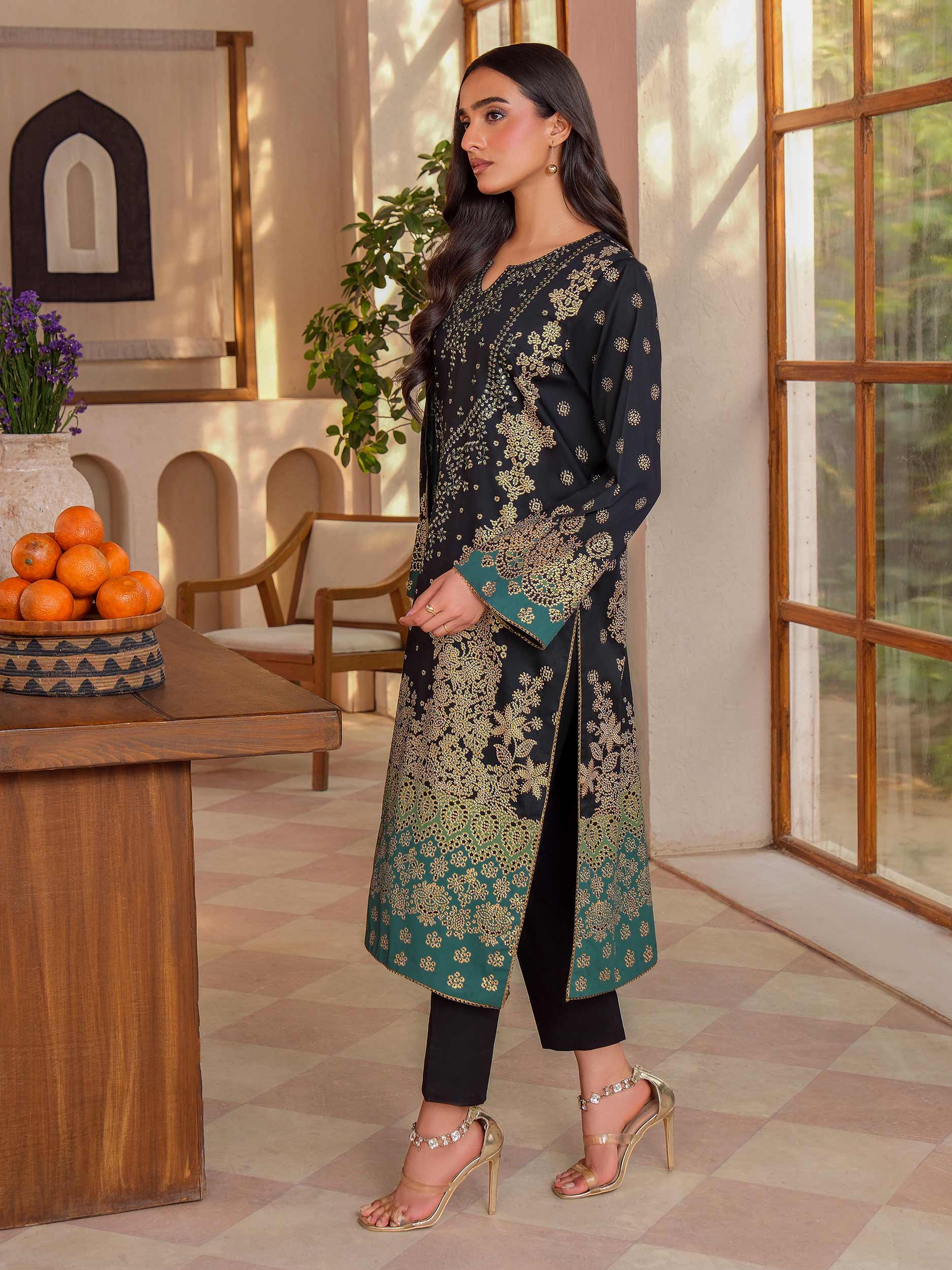 3 Piece Satin Suit-Embroidered (Unstitched)