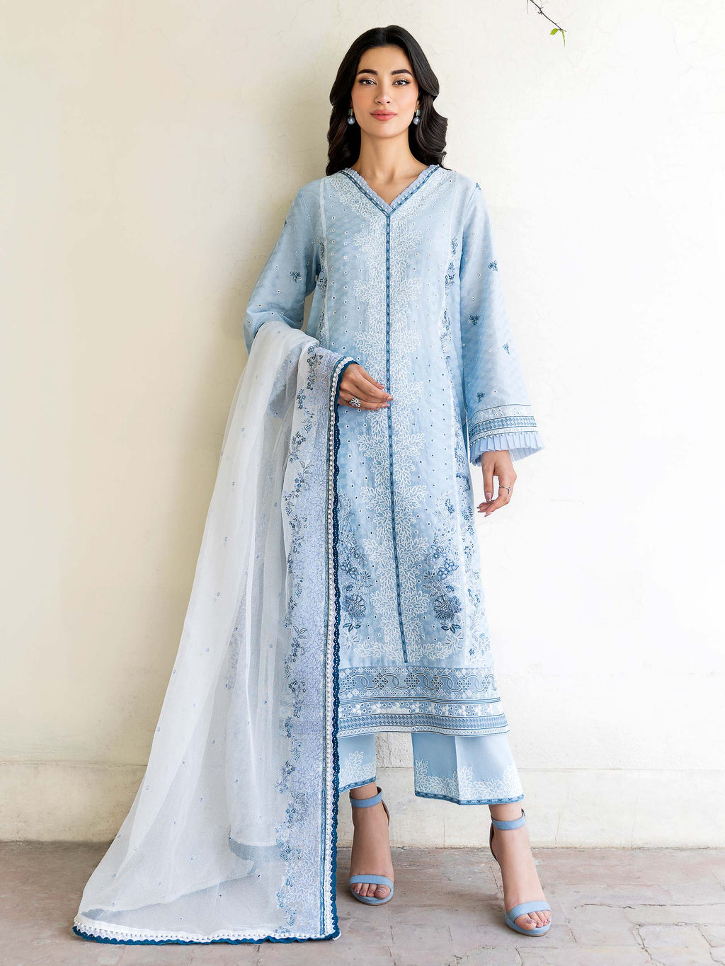 3 Piece Jacquard Suit-Embroidered (Unstitched)