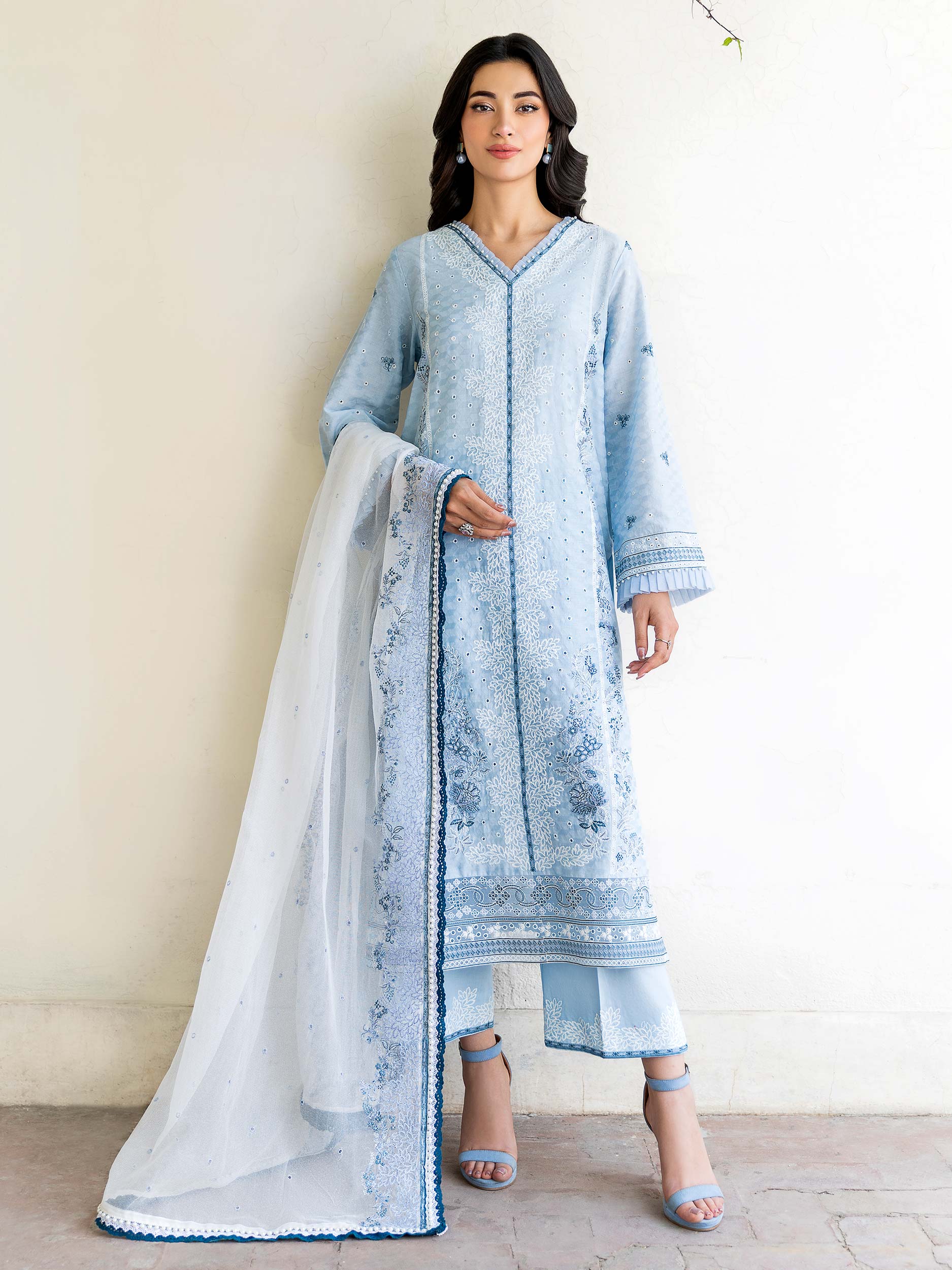 3 Piece Jacquard Suit-Embroidered (Unstitched)