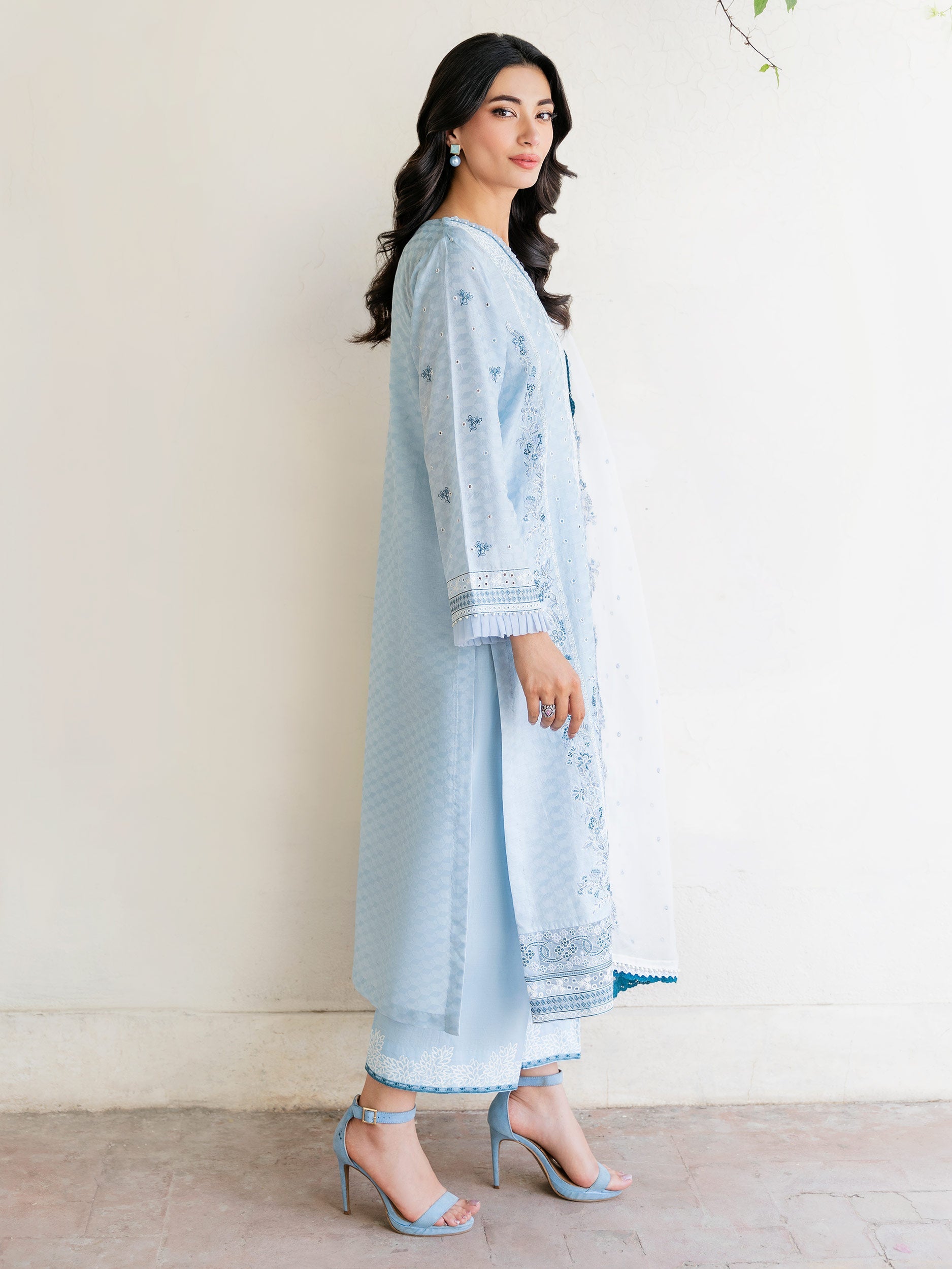 3 Piece Jacquard Suit-Embroidered (Unstitched)