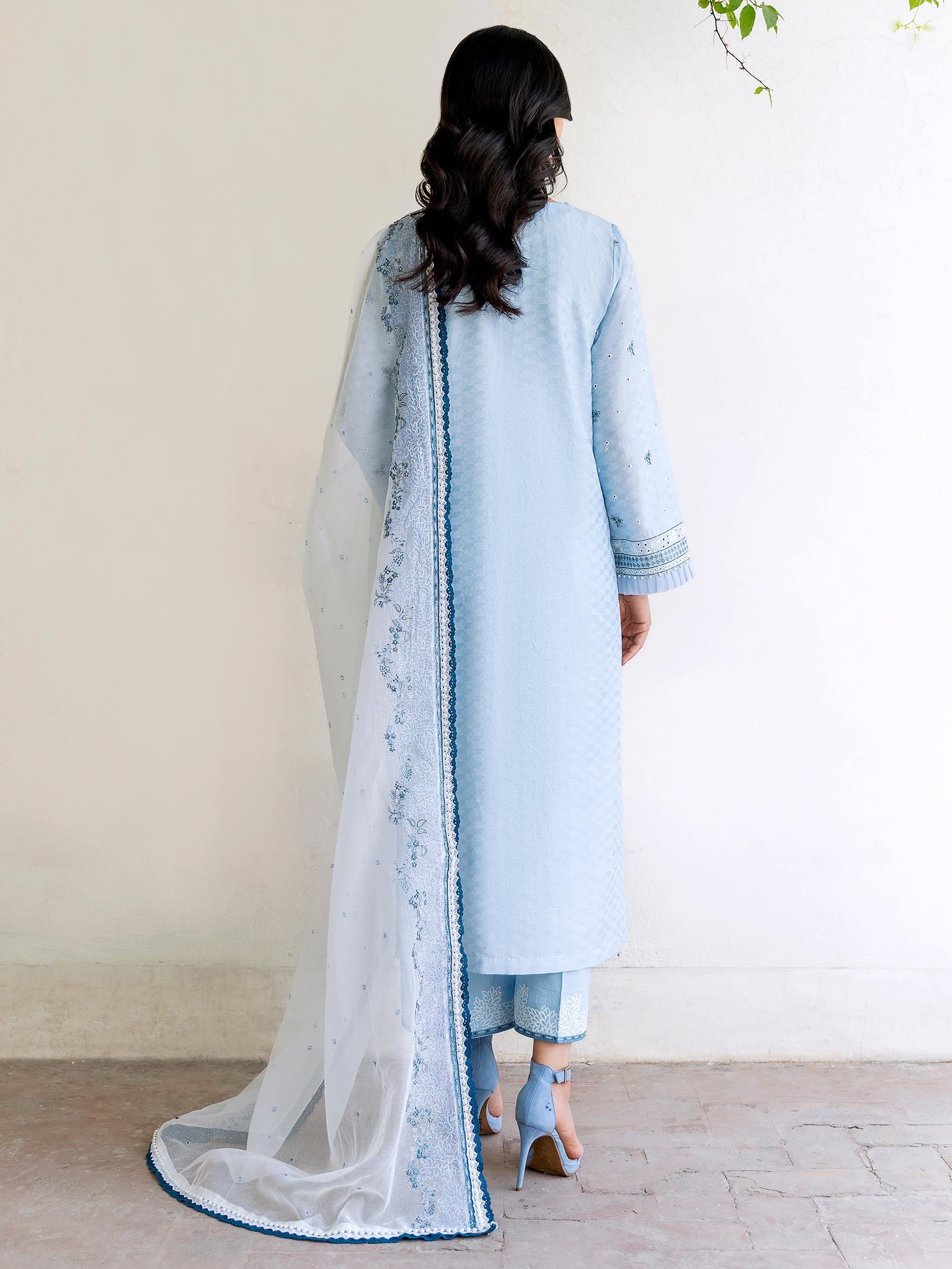 3 Piece Jacquard Suit-Embroidered (Unstitched)