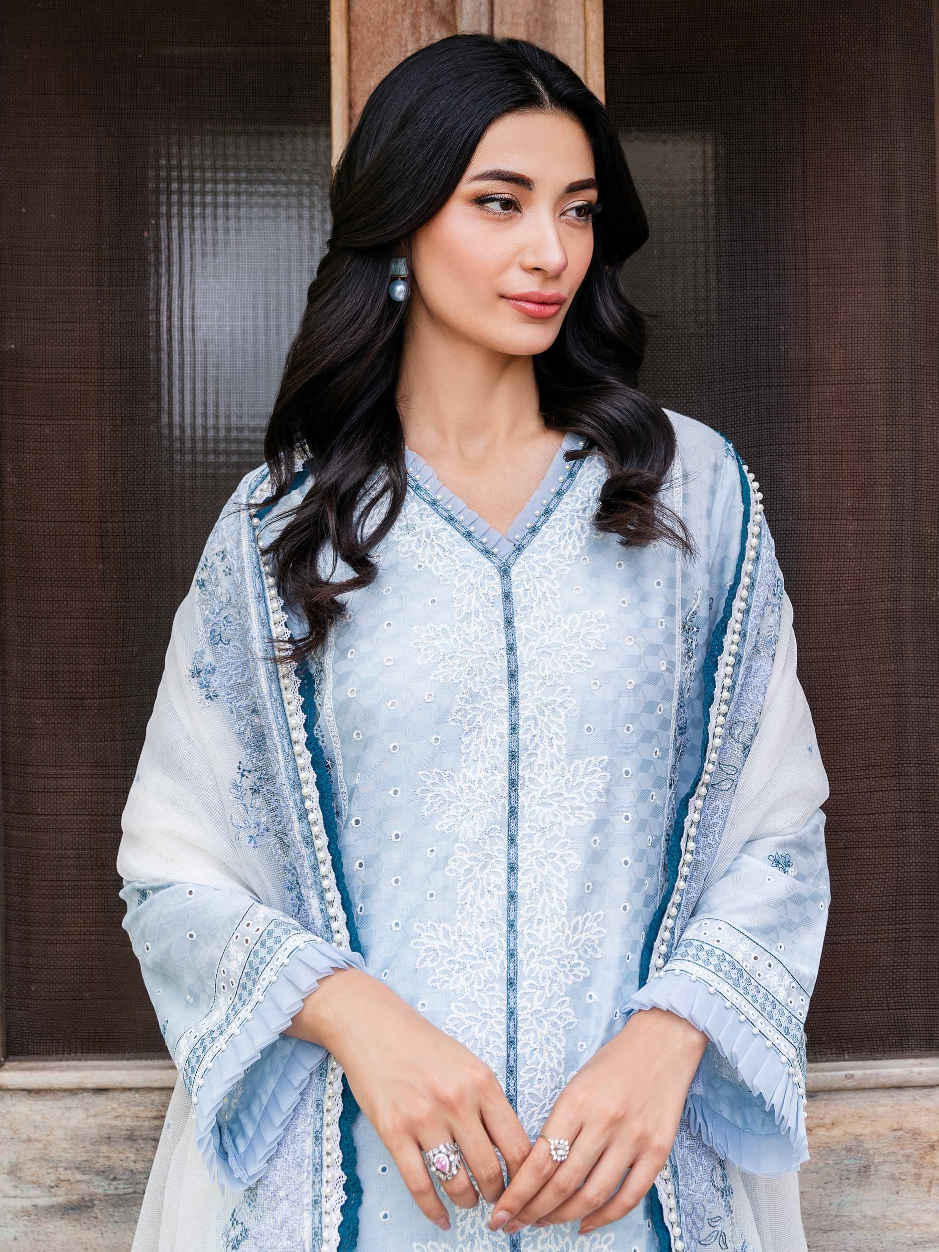3 Piece Jacquard Suit-Embroidered (Unstitched)
