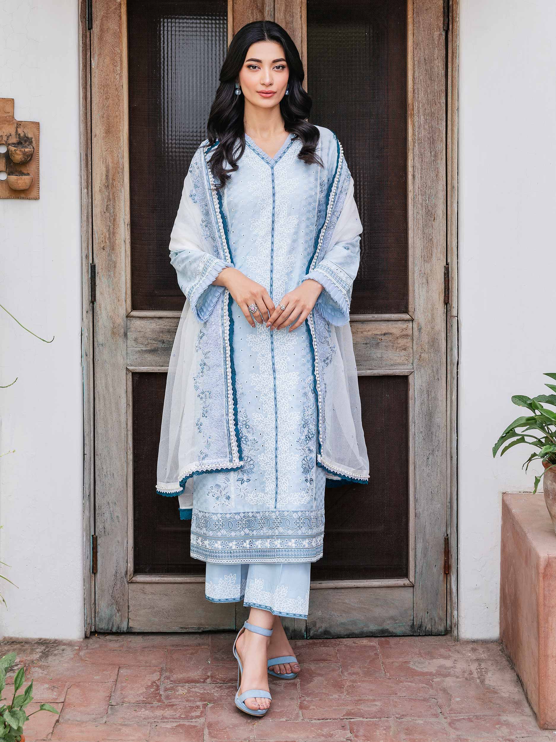 3 Piece Jacquard Suit-Embroidered (Unstitched)